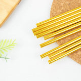 50 Pack | 8inch Metallic Gold Foil Biodegradable Paper Drinking Straws