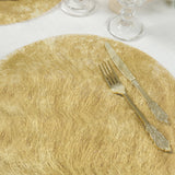 50 Pack Disposable Metallic Gold Placemats, 13" Non-Woven Mesh Fiber Round Table Mats for Dining & Events