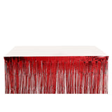 Metallic Foil Fringe Table Skirt, Self Adhesive Party Table Skirt - Red