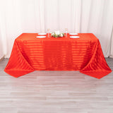 90x132inch Red Satin Stripe Seamless Rectangular Tablecloth