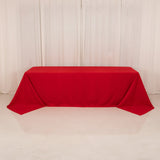 Red Cotton Blend Rectangular Tablecloth Seamless 90x156inch for 8 Foot Table With Floor-Length Drop