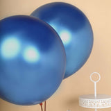 5 Pack | 18Inch Metallic Chrome Royal Blue Latex Helium or Air Balloons