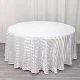 120inch White Satin Stripe Seamless Round Tablecloth