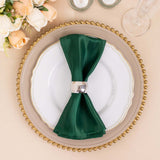 5 Pack Hunter Emerald Green Striped Satin Linen Napkins, Wrinkle-Free Reusable Wedding Napkins