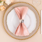 5 Pack Dusty Rose Striped Satin Linen Napkins, Wrinkle-Free Reusable Wedding Napkins