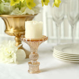 6 Pack | 4inch Gold Glass Diamond Pattern Pillar Votive Candle Stands