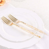 24 Pack | Gold Glittered Disposable Forks, Plastic Silverware, Cutlery