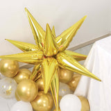 36 Pack | Metallic Gold DIY Mylar Foil Starburst Cone Balloons