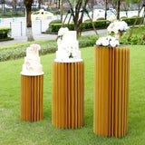 Gold Cylinder Display Column Stand, Pillar Pedestal Stand With Top Plate