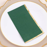 50 Pack Hunter Emerald Green Soft 2 Ply Disposable Party Napkins with Gold