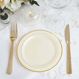 10 Pack | 6inch Très Chic Gold Rim Ivory Disposable Salad Plates, Plastic Dessert Appetizer Plates