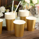 24 Pack | Metallic Gold 9oz Paper Cups, Disposable Party Cup Tableware All Purpose