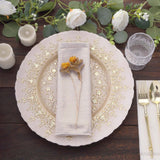 5 Pack Beige Shimmer Sequin Dots Polyester Table Napkins, Reusable Sparkle Glitter Cloth Dinner