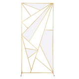 7ft Tall Gold Metal Rectangular Geometric Flower Frame Prop Stand#whtbkgd