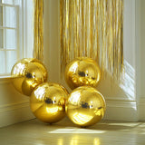 4-Pack Gold 4D Orbz Balloons, Metallic Mylar Foil Sphere Balloons for Party Supplies, Helium
