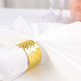 4 Pack | Shiny Gold Basket Weave Napkin Rings, Metallic Napkin Holders