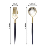 24 Pack | 6inch Gold / Black Premium Disposable Fork / Spoon Silverware Set