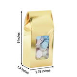 25 Pack | Gold Tote With Window Party Favor Candy Gift Boxes 2.75inch X 1.5inch X 6inch