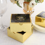 25 Pack Black Gold Thank You Print Paper Favor Boxes, Cardstock Party Shower Candy