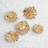 5 Pcs | Assorted Gold Plated Mandala Crystal Rhinestone Brooches | Floral Sash Pin Brooch Bouquet Decor