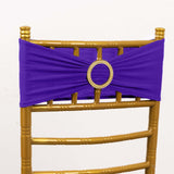 5 Pack Purple Spandex Chair Sashes with Gold Diamond Buckles, Elegant Stretch Chair Bands and Slide