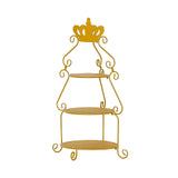 3 Tier Round Gold Metal Cupcake Stand with Crown Top, 32inch Tall Dessert Display Cake Stand