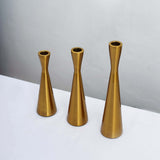 Set of 3 Nordic Hourglass Style Gold Metal Candlestick Holders, Modern European Style Taper