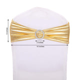 5 pack Metallic Gold Spandex Chair Sashes With Attached Round Diamond Buckles