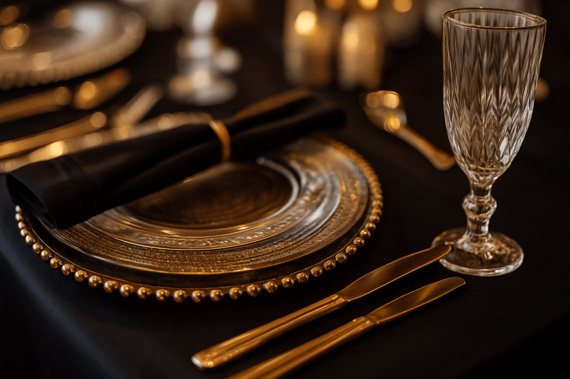 Gold Charger Gatsby Glam NYE