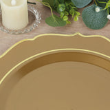 10 Pack Gold Economy Plastic Charger Plates With Scalloped Rim