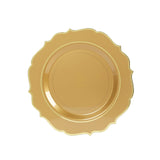 10 Pack Gold Economy Plastic Charger Plates With Scalloped Rim#whtbkgd