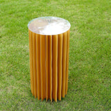 Gold Cylinder Display Column Stand, Pillar Pedestal Stand With Top Plate