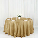 132inch Gold Accordion Crinkle Taffeta Seamless Round Tablecloth