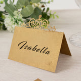 50-Pack Gold Place Cards with Laser Cut Crown Design