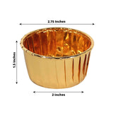 50 Pack Metallic Gold Foil Baking Cake Cups, 3oz Dessert Muffin Cupcake Liners