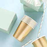 24 Pack | Metallic Gold 9oz Paper Cups, Disposable Party Cup Tableware All Purpose