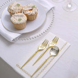 24 Pack | 6inch Metallic Gold Premium Plastic Fork / Spoon Utensil Set