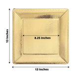 10 Pack | 13inch Gold Textured Disposable Square Charger Plates