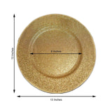 6 Pack | 13inch Gold Dust Free Glitter Acrylic Plastic Round Charger Plates