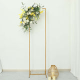 6.5ft Slim Gold Metal Frame Wedding Arch, Rectangular Backdrop Stand, Floral Display Frame