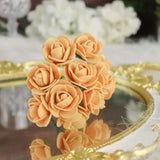 48 Roses | 1Inch Gold Real Touch Artificial DIY Foam Rose Flowers With Stem, Craft Rose Buds