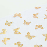 5 Pack White Sheer Organza Table Runners with Metallic Gold Foil Butterfly Motifs