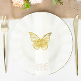 12 Pack | Metallic Gold Foil Laser Cut Butterfly Paper Napkin Rings, Chair Sash Bows