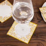 20 Pack White 3 Ply Premium Paper Cocktail Napkins with Gold Foil Lace, Soft European Style Wedding