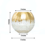 4inch Gold Foiled Crackle Glass Bud Vase Table Centerpiece, Bubble Bowl Round Flower Vase