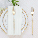 24 Pack | Gold Glittered Disposable Forks, Plastic Silverware, Cutlery\