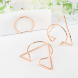 4 Pack | Gold Geometric Metal Napkin Rings, Modern Nordic Napkin Holder Stands