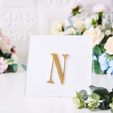 4inch Gold Decorative Rhinestone Alphabet Letter Stickers DIY Crafts - N