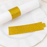 50 Pack Gold Glitter Paper Napkin Holders, 1.5inch Disposable Napkin Rings