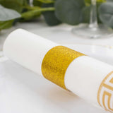 50 Pack Gold Glitter Paper Napkin Holders, 1.5inch Disposable Napkin Rings